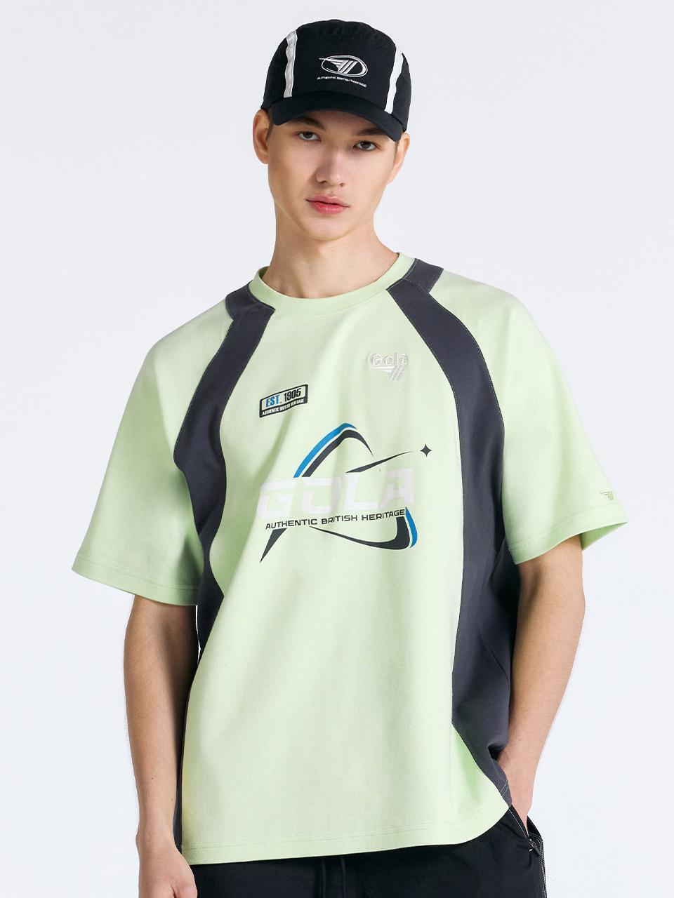 COLOR BLOCK GRAPHIC T-SHIRTS [LIME]